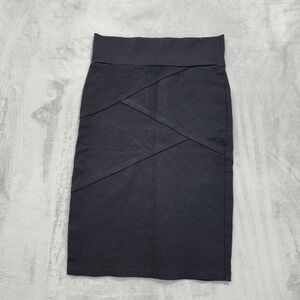 Labijou Skirt Womens S Black Knit Pencil Knee Length Pull On Stretch Layered